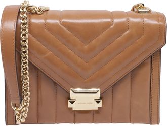Michael Kors Whitney Medium Quilted Shoulder Bag in Brown Leather