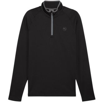 Puma Poloshirt met lange mouwen en kwartrits voor heren (Poema Zwart)