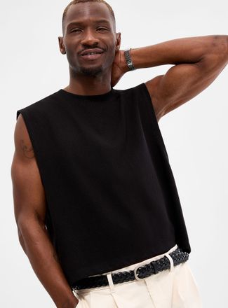 Le 31 Mens Cropped ribbed muscle Tee Shirt