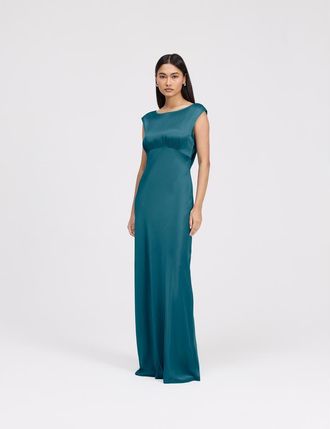 Ghost London Octavia Cowl Back Satin Maxi Dress in Emerald at Nordstrom, Size 10