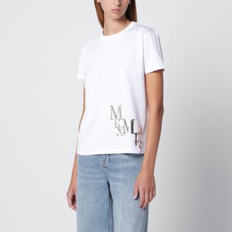 Max Mara T-shirt bianca in cotone con stampa logo