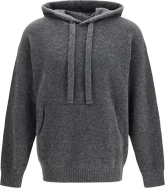 Laneus Cashmere en Zijde Sweater met Capuchon - Heren - Cashmere truien - Grijs - XL - Polyester - Truien & Vesten