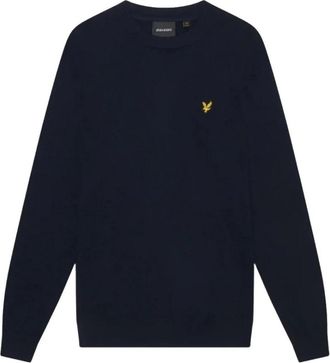 Lyle & Scott Cotton Merino Crew Neck Jumper - Heren - Ronde hals truien - Blauw - L - Katoen - Truien & Vesten