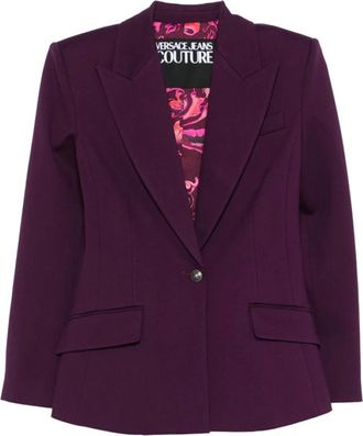 Versace Jeans Couture Blazers, female, Purple, XL, Single-button Notched-lapel Blazer