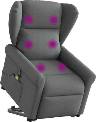 vidaXL Sill&oacute;n De Masaje El&eacute;ctrico Reclinable Elevable Tela Gris Oscuro Vidaxl