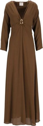 Forte_Forte Crepe Marocaine Jurk - Dames - Maxi kleedjes - Bruin - XS - Kleedjes