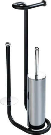 WENKO Portarollo De Papel Higi&eacute;nico Con Cepillo Wc Negro Elegante