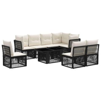 vidaXL Set Divano Da Giardino 9 Pz Nero Polyrattan Vidaxl