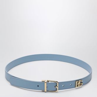 Dolce & Gabbana Logo plaque calfskin belt in powder blue