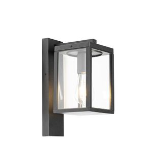 QAZQA Industrial Farol De Pared Industrial Negro Ip44 - Charlois Aluminio /vidrio Rectangular Adecuado Para Led Max. 1 X 40 Watt - Qazqa