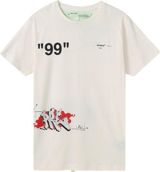 Off-white Graffiti Printing Short Sleeve White OMAA027R191850060288