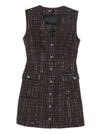 Maje buttoned tweed dress - women - Fabric - 38 - Brown