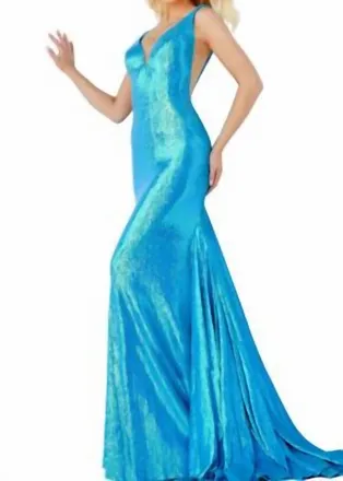 Jovani Long Plunging Prom Gown In Royal