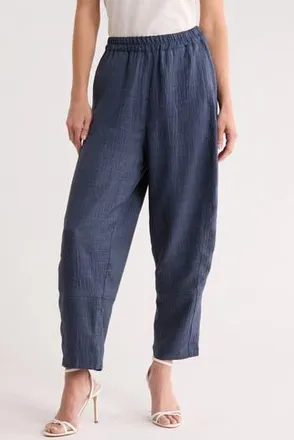 Max Studio Textured Twill Barrel Leg Pants in Heather Indigo at Nordstrom Rack, Size X-Small