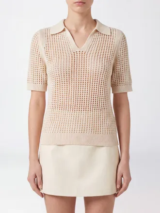 MC2 Saint Barth Polo in maglia traforata in cotone con scollo a V