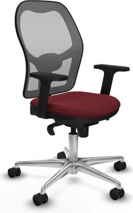 Piqueras y Crespo Piqueras Y Crespo - Jorquera Sincro Malla Gris Similpiel Granate Brazos 2d Base Aluminio Ruedas 65mm Nailon