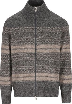 Brunello Cucinelli Alpaca, Cashmere And Wool Nordic Jacquard High-neck Cardigan With Zip