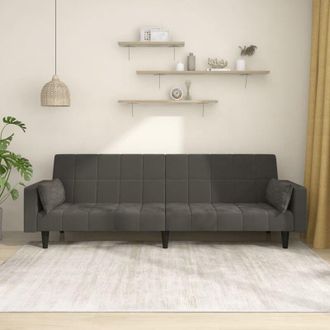 vidaXL Vidaxl - Divano Letto a 2 Posti con 2 Cuscini Grigio Scuro in Velluto