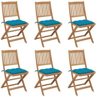 vidaXL Vidaxl - Sillas De Jard&iacute;n Plegables 6 Uds Y Cojines Madera Maciza Acacia