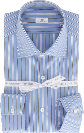 Sonrisa Classic Long-Sleeve Striped Shirt In Light Blue