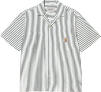 Carhartt Work in Progress S/S Leavel Stripe Shirt - Heren - Korte mouwen Overhemden - Wit - XS - Katoen - Overhemden