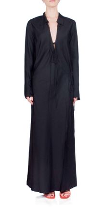 Bec&bridge Emery Long Sleeve Tie Maxi Dress In Black