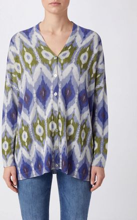 In Bed With You Tie-Dye Pure Wool V-Neck Cardigan with Button Closure