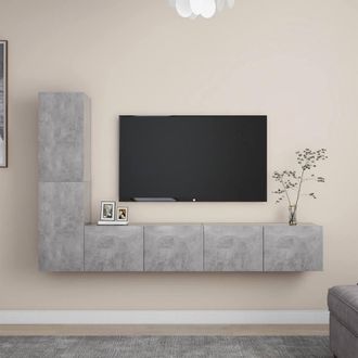 Berkfield Home 4 Piece TV Cabinet Set Concrete Grey Engineered Wood