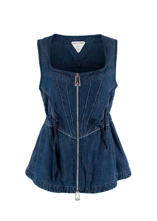 Bottega Veneta Drawstring Sleeveless Denim Top Size XXS