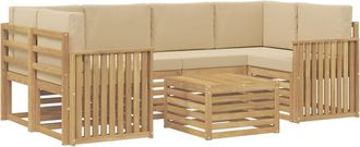 vidaXL Conjunto De Sof&aacute;s De Exterior 7 Uds. Y Beige Poli&eacute;ster Vidaxl