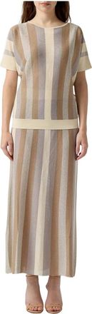 Le Tricot Perugia Girocollo Righe Lurex - Dames - Ronde hals truien - Veelkleurig - M - Polyester - Truien & Vesten