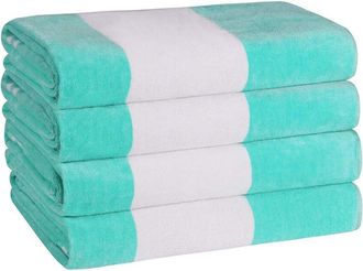 Superior Set Of 4 Cabana Stripe Oversized Cotton Beach Towels