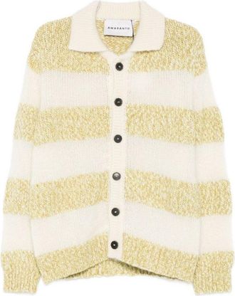 Amaranto Green Sweater With Horizontal Stripes