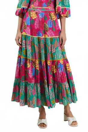 Sugarlips Iris Floral Maxi Skirt In Fuchsia-Multi