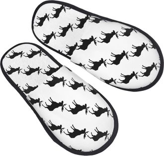 Generic House Slippers Cool Black Moose Elk Lightweight Camping Slippers Non-Slip Anti-Slide Slipper For Indoor Bedroom Hotel L