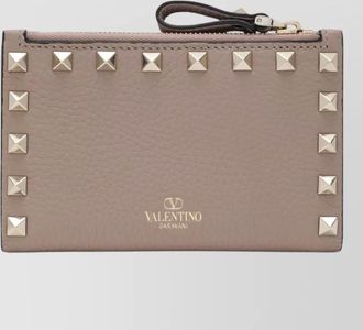 Valentino Garavani leather rockstud zip card holder wrist strap
