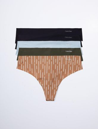 Calvin Klein Womens Invisibles 5-Pack Thong - Brown - XS