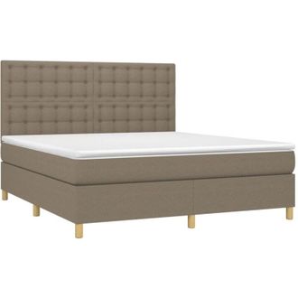 vidaXL Vidaxl - Cama Box Spring Colch&oacute;n Y Luces Led Tela Gris Taupe 160x200 Cm