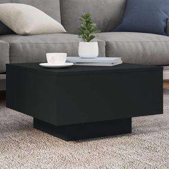 vidaXL Mesa De Centro Con Luces Led Negro 55x55x31 Cm Vidaxl