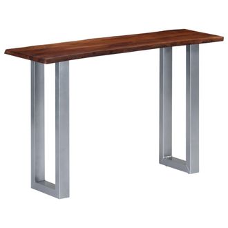 vidaXL Mesa Consola Madera Maciza De Acacia Y Hierro 115x35x76 Cm Vidaxl