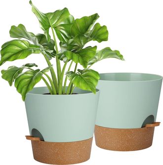 OEM Juego De 2 Macetas De Pl&aacute;stico Con Sistema De Riego Autom&aacute;tico, Estilo Moderno, Aptas Para Uso En Interiores, Balcones O Jardines, Para Plantas, Sucul