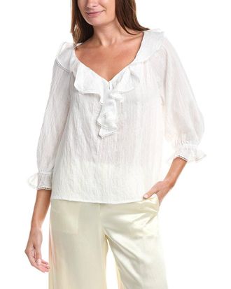 Max Studio Sleeve Ruffle Front Blouse