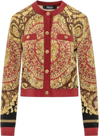 Versace Multicolor Printed Round Neck Cardigan