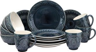 Elama Petra 16 Piece Stoneware Dinnerware Set