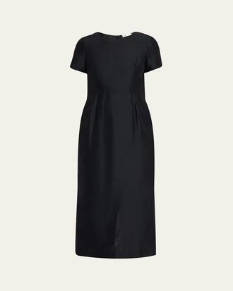 The Row Edmonia Short-Sleeve Cotton-Silk Midi Dress