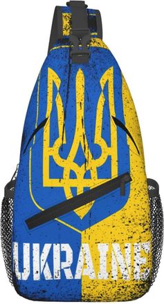 Generic Ukraine Ukrainian Flag Chest Bag Adjustable Crossbody Bag With Zipper Sling Backpack For Outdoors Workout Traveling