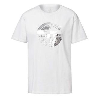 Converse (WMNS) Converse Printing Casual Short Sleeve Round Neck White 10020520102