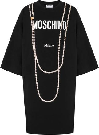 Moschino Mini-jurk met logoprint - Zwart