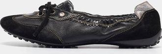 Tod's Tods Black Leather And Suede Ballet Flats