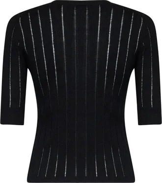 Max Mara Dropped-Stitch Ribbed Knit Sweater - Black